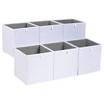 Amazon Basics Collapsible Fabric Storage Cube Organiser Bins, Pack of 6, White, 26.7 x 26.7 x 28 cm