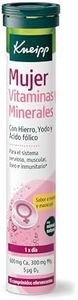 Kneipp Mujer Vitaminas y Minerales, Complemento de Magnesio, Calcio, Vitamina C, Zinc, Hierro y Yodo, Reduce el Cansancio, Aporta Enería y Aumenta las Defensas, Efervescentes, 15 Comprimidos