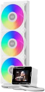 PCCOOLER Liquid CPU Cooler ARGB Display, 360mm AIO with 2.8-Inch LCD Screen, Ceramic Bearing Pump, 3×120mm ARGB PWM Fans, Aluminum Radiator, Intel LGA 1851/1700 & AMD AM5 Compatible(GT360M White)