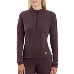 Carhartt Women's Force Heavyweight Quarter-Zip Thermal Base Layer Long Sleeve Shirt, Deep Wine Heather, XX-Large