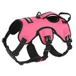 rabbitgoo Escape-Proof Dog Harness Medium with Large Handle, Anti-Pull Reflective Working Service Dog Harness, Breathable Pets Vest, Adjustable Lift Support Body Harness Small Dog Outdoor, S, Pink