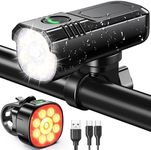Zewdov 1000 Lumens Super Bright Bike Lights for Night Riding, 8+7 Modes Sturdy Aluminum Alloy Bicycle Lights Front and Rear, IP65 Waterproof & Rechargeable Bike Headlight for Bike/Scooter Accessories