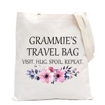 POFULL Grammie Gift for Birthday Grandma Gifts for Mother's Day Grammie’s Travel Bag Visit Hug Spoil Repeat Travel Cosmetic Pouch (Grammie’s Travel CA Tote Bag)