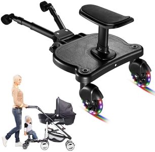 Universal Stroller Board, with 2 LED Lighted Wheels and Replaceable Seat, 2 in 1 Sit and Stand Stroller Board, Stroller Attachment for Toddler to Ride, Suitable for Most Strollers