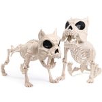 JOYIN 2 PCS 16" Halloween Pose-N-Stay Dog Skeleton Decoration Animal Puppy Plastic Bones with Posable Joints for Prop Indoor Outdoor Spooky Scene Party Favors