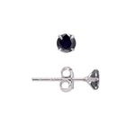 4MM Sterling Silver Earrings Obsidian Black Cubic Zirconia Studs for Men Women