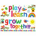 Classroom Banner Poster, 2 PCS Colorful Bulletin Board Decoration Motivational Posters for School & Classroom Kindergarten Preschool Primary Middle High School-Grow Together (Poster Tube Package)