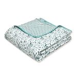 Tzafrir Dohar Double Bed, Cotton Soft Lightweight Bed Blanket, AC Dohar Blanket for Summers/Winter 84 x 96 inch- (Sky Blue Mahndi, Pack of 1)