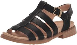 Dr. Scholl's Shoes Women's A Ok Flat Sandal, Black Smooth, 10