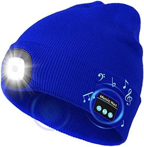 CENSGO Bluetooth Beanie with The Light, Unique Tech Gifts for Men Husband Him Teen, Wireless Headphones for Fishing Jogging Working, Christmas Stocking Blue