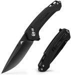 FLISSA Pocket Folding Knife, 3.2” D2 Blade G10 Handle EDC Knife with Button Lock and Pocket Clip for Hunting, Camping, Survival, Outdoor Activities(Black)