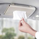 Car Visor Tissue Box Multifunctional Car Tissue Holder PU Leather Backseat Sun Visor Tissue Holder for Car Accessories (Creamy-white)