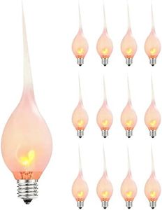 Abeja Flicker Flame Light Bulb, Silicone Dipped Candle Light Bulb, 1 Watt Country Style Silicone Light Bulbs for Electric Window Candles, Chandelier, E12 Candelabra Base (12 Pack)
