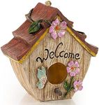 VP Home Hanging Bird Houses for Outside, Hand-Painted Bird Houses for Outdoors Decorative Birdhouses (Rustic Welcome)