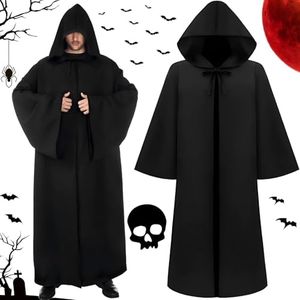ZZQVIP Disfraz Halloween Hombre - Capa Negra con Capucha, Ideal para Halloween, Fiestas de Disfraces y Cosplay, Perfecto como Scream Disfraz o Disfraz Halloween Adulto, Talla Única 175-185 cm