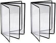 2PCS Menu Covers 8.5" x 11" Restaurant Menu Holder 4 Page 8 View Transparent Menu Sleeve,Fits A4 Size Paper for Restaurant Menu Home Project Office Daily Paper Chores and etc