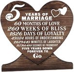 5th Anniversary Engraved Natural Wood Plaque, Wood Sign, Wood Signs Quote for Crafts, Gift Wood Heart, Unisex Gifts, 5th Wedding for Her, for Him, for Couple, 5 Years of Marriage, 5 Years Together as Husband & Wife