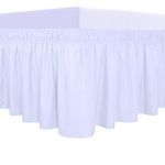 PureFit Wrap Around Ruffled Bed Skirt with Adjustable Elastic Belt - 18 Inch Drop Easy to Put On, Wrinkle Free Bedskirt Dust Ruffles, Bed Frame Cover for Twin,Twin XL and Full Size Beds, White