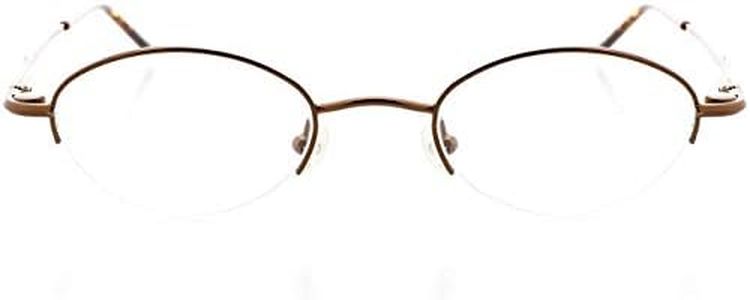Hit Notion Oval Prescription Eyeglass Frames for Men Women - Metal Full Rim - Cocoa - 44-21-140 - Lightweight Comfortable Fit