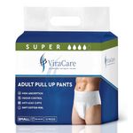 ViraCare Adult Incontinence Pull Up Pants | for Unisex | Heavy Absorbent and Soft-Stretch Waistband | with Leak Stop Guards | Waist Size Small 50-115 cm | 12 Count | Small Size |