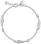 Amberta 925 Sterling Silver - 1.8 mm Bracelet for Women - Adjustable Rolo Belcher Bracelet Chain - Angel Wings Charms - Length 7" to 8 in / 17 to 19 cm