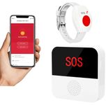 WiFi Caregiver Call Button System Smart App Alert Emergency Call Button Personal Help Alert at Home for Elderly Patients 1 Bracelet Call Button 1 Receiver