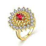 YELLOW CHIMES Red Cubic Zircon Zadau Style Gold Plated Ring for Women and Girls