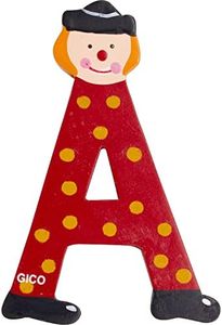 Lettere in legno per cameretta dei bambini, grande decorazione per porta, clown divertenti, A-Z, altezza ca. 9 cm, lettera in legno 7361 (A)