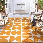 Wonnitar Outdoor Rug 6x9, Waterproof Patios Rug Reversible Plastic Straw Rug, Large Outside Area Rug, Portable Camper RV Mat, Indoor Outdoor Carpet for Picnic Balcony Backyard Porch Deck, Orange