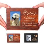 Personalised pet urn, dog ashes box personalised, Custom cat ashes urn, Casket with Photo Slot and Engraving Name Date Text, Pet Urn Souvenir Wood Box (Engrave)