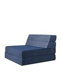 SAPPHIRE Tri-Fold Foam Mattress - The Perfect 12cm Futon Z Bed & Sofa chair for Guests and More! (Single Navy) with 100% Foam Filling