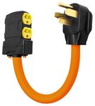 N14-50P 4 Prong 50Amp to 110V 15A/20A Adapter Cord Overload Protection,NEMA 14-50P to 5-15R/5-20R(4 Household 110V Outlets) Converter Cord for Generator,RV,Range,ETL&CSA Standard (W/ 2 Breakers)