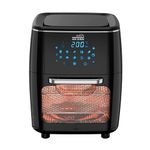 JML 12L Air Fryer Oven - 4 in 1 Rotisserie Airfryer to Cook, Fry, Roast, Bake and Dehydrate, No Oil Fry, Large Touchscreen, 10 Pre Set Modes, Reheat Mode - 2 Air Flow Racks, Cage and Drip Tray