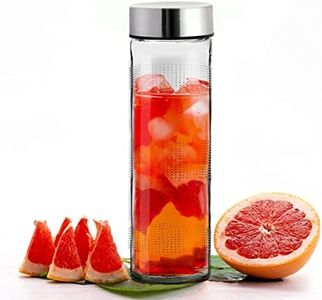 Vasukie Glass Water Bottles, Glass Fridge Water Bottle with Steel Cap, Wide mouth Leak proof & detox water bottle glass, water bottle for fridge, fridge bottle set of 6-750 ML (1 BOTTLE)