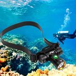 WINDFIRE Dive Light Diving Headlamp, Super Bight Underwater Lights, IPX8 Waterproof Flashlight, 3 Modes Dive Headlight with Rechargeable Battery and Charger for Snorkeling, Caving