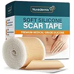 NUVADERMIS Silicone Scar Tape for Surgical Scars - 120" x 1.5" Roll - Extra Long Scar Sheets for C-Section, Tummy Tuck, Keloid, and Surgical Scars - Reusable Medical Grade Silicone Scar Tape - 1 Pack