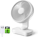 Rylan USB Desk Fan, 4000mAh Rechargeable Battery Operated, Table Fan 4 Speeds, 5inch Mini Portable Fan, with Strong Airflow Quiet Operation, Electricity Display, Easy to Disassemble, Desktop Fan