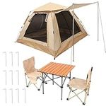 Belle Vous Camping Tent, Table & Chair Set - Portable Easy Set-Up Waterproof Tent with Folding Table & Chair for Outdoor Hiking, Fishing & Backpacking