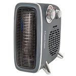 Russell Hobbs 1800W/1.8KW Electric Heater, Retro Horizontal/Vertical Fan Heater in Grey with Adjustable Thermostat, 2 Heat Settings, 20m² Room Size, Dial Control, RHRETHFH1001G with 2 Year Guarantee