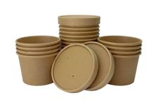 Signature Packaging - Kraft Takeaway Bowl Container with Lid - 25 Pack - 16oz - Brown