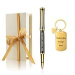 Yastar Personalized Gift Pen with Custom Keychain, Fancy Business Gift set with 2 extra Black Ink Refills Quality Pens Metal Body - Custom with Names Message - Giftfor Family Colleague Elder Friends