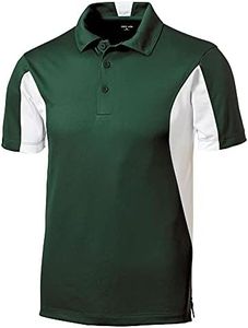 Joe's USA tm - Moisture Wicking Side Blocked Micropique Polo-Forest/White-S