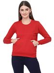 UZARUS Womens Cotton Fleece Premium Sweatshirt (Red, M)