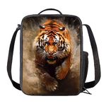 Kuiaobaty Roar Tigers Kids Insulated Lunch Bag Children Thermal Lunch Box for School, Vivid Tiger Print Portable Food Container for Work