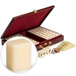 Yellow Mountain Imports Chinese Mahjong Game Set, The Classic - with 148 Medium Size Tiles, Vintage Rosewood Veneer Case, Wooden Spinner, Dice, and Betting Sticks (for Chinese Style Game Play)