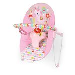 Bright Starts Baby Bouncer Soothing Vibrations Infant Seat - Removable -Toy Bar, Nonslip Feet, 0-6 Months Up to 20 lbs (Fancy Fantasy, Pink Unicorn)