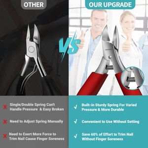 Podiatrist Toenail Clippers for Men & Seniors – Thick & Ingrown Nail Cutter, Curved Blade