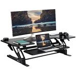 VIVO 48 inch Height Adjustable Large Stand Up Desk Converter, V Series, Quick Sit to Stand Tabletop Dual Monitor Riser Workstation, Black, DESK-V048V