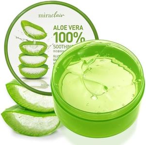 MIRACLAIR Aloe Vera Gel for Face, Skin, Hair & Sunburn Relief, 100% Pure Aloe Gel for All Skin Types. Made in Korea. 300ml (10.1fl.oz)