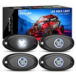 Nilight LED Rock Light 4PCS White Light Pods Waterproof Under Body Wheel Well Light Exterior Interior Lights for Car Truck Pickups ATV UTV SUV Motorcycle Boat, 2 Years Warranty